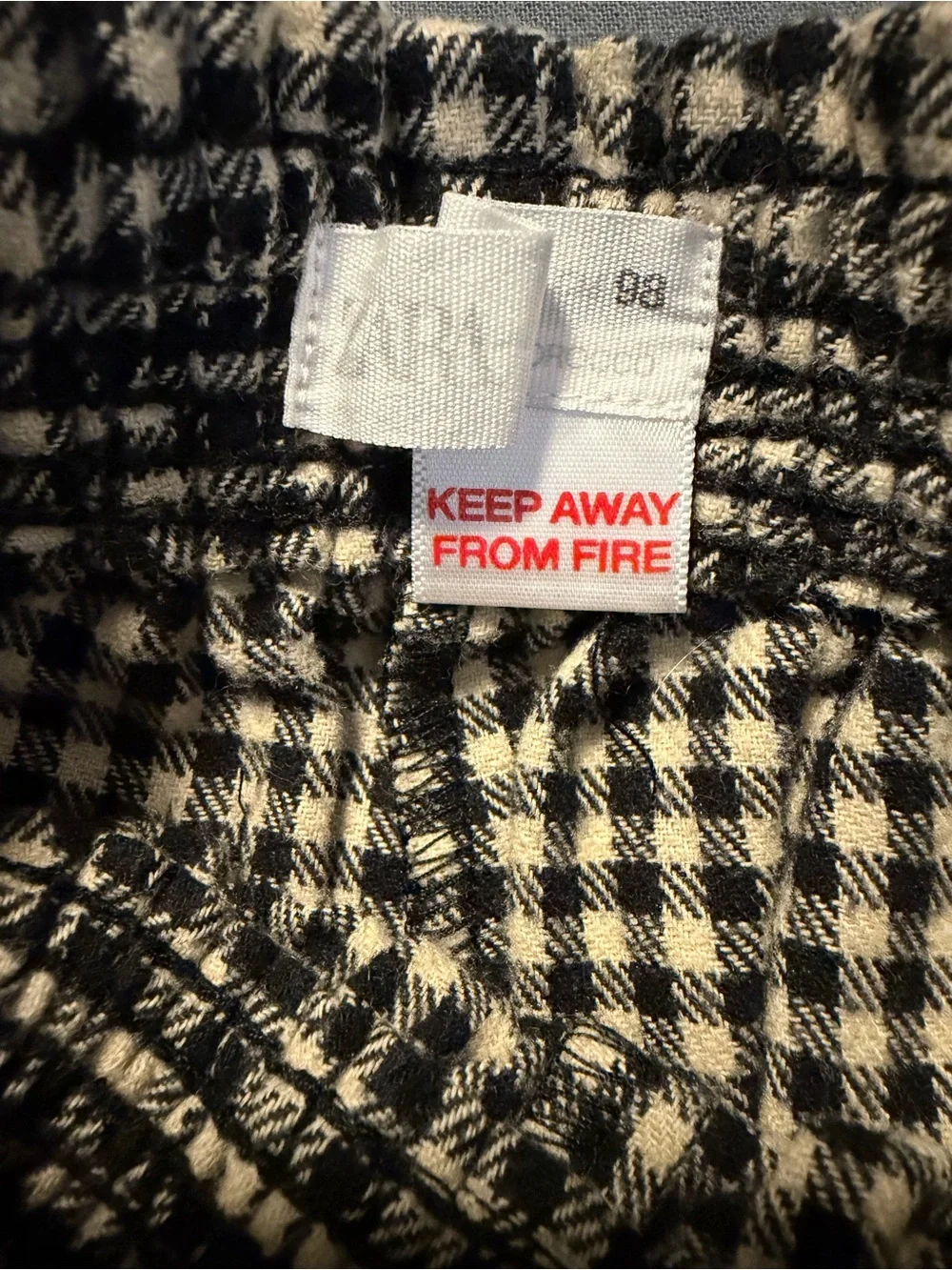 NEW!   Zara Black and Cream Gingham Elastic Waist Pants